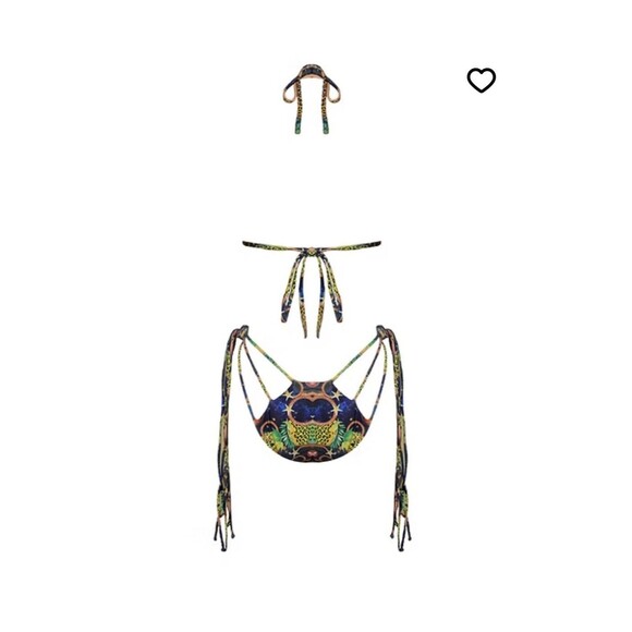 Sexy Tropical Skimpy Floral Strappy Cutout Bikini Swimsuit Set Sz Small NWT - Picture 8 of 8